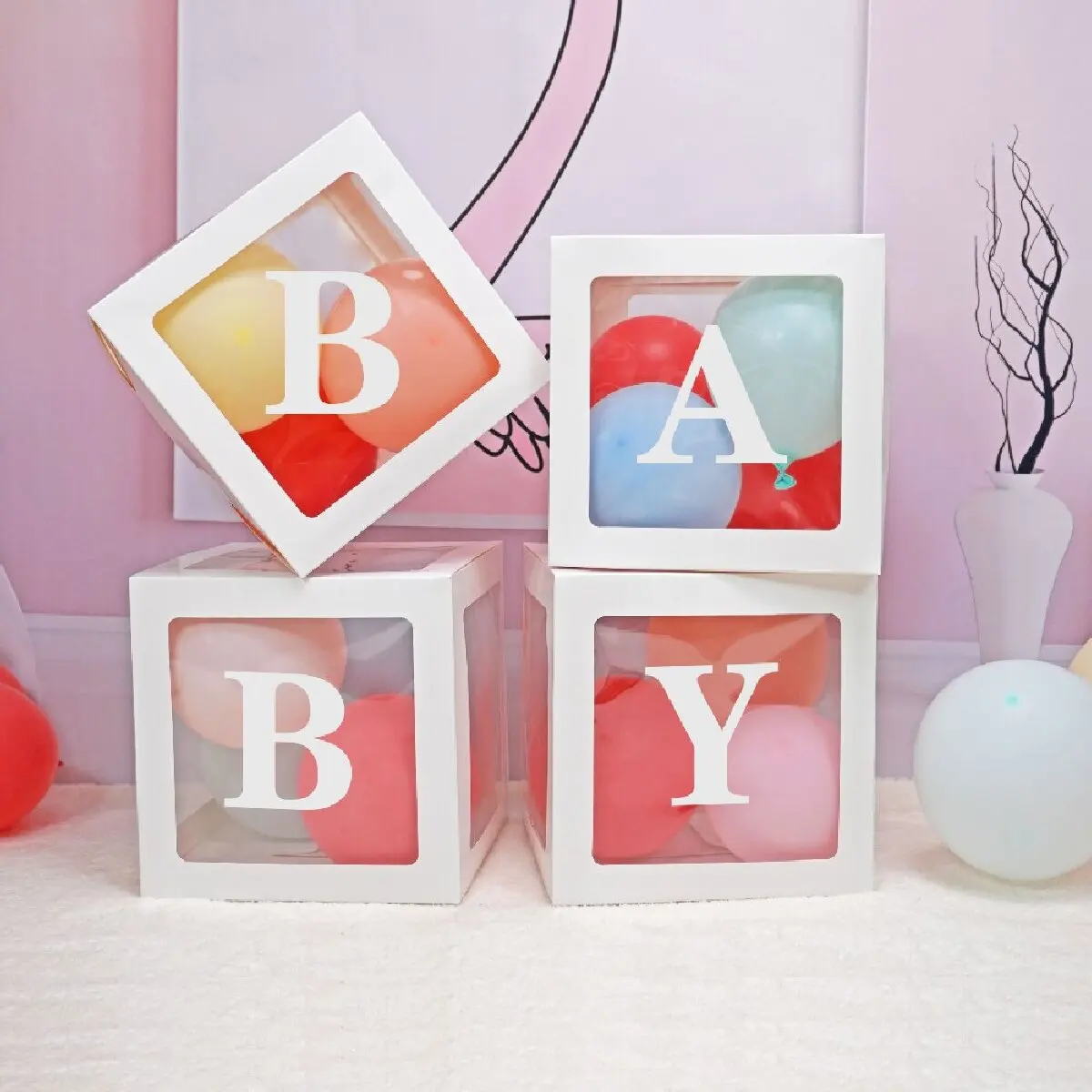 4 Teile/satz BABY Transparent Ballon Box Eine Dekorative Prop Für Die Atmosphäre Der Geburtstag Party Szene – Detail 3