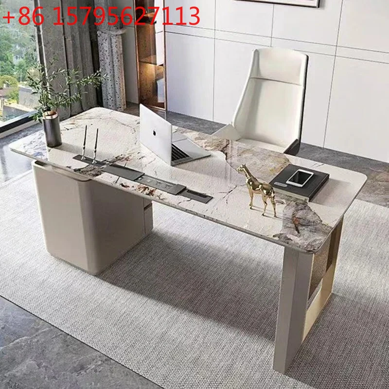 

Modern Minimalist Writing Desk Light Luxury Stone Desk Study With Storage Desk