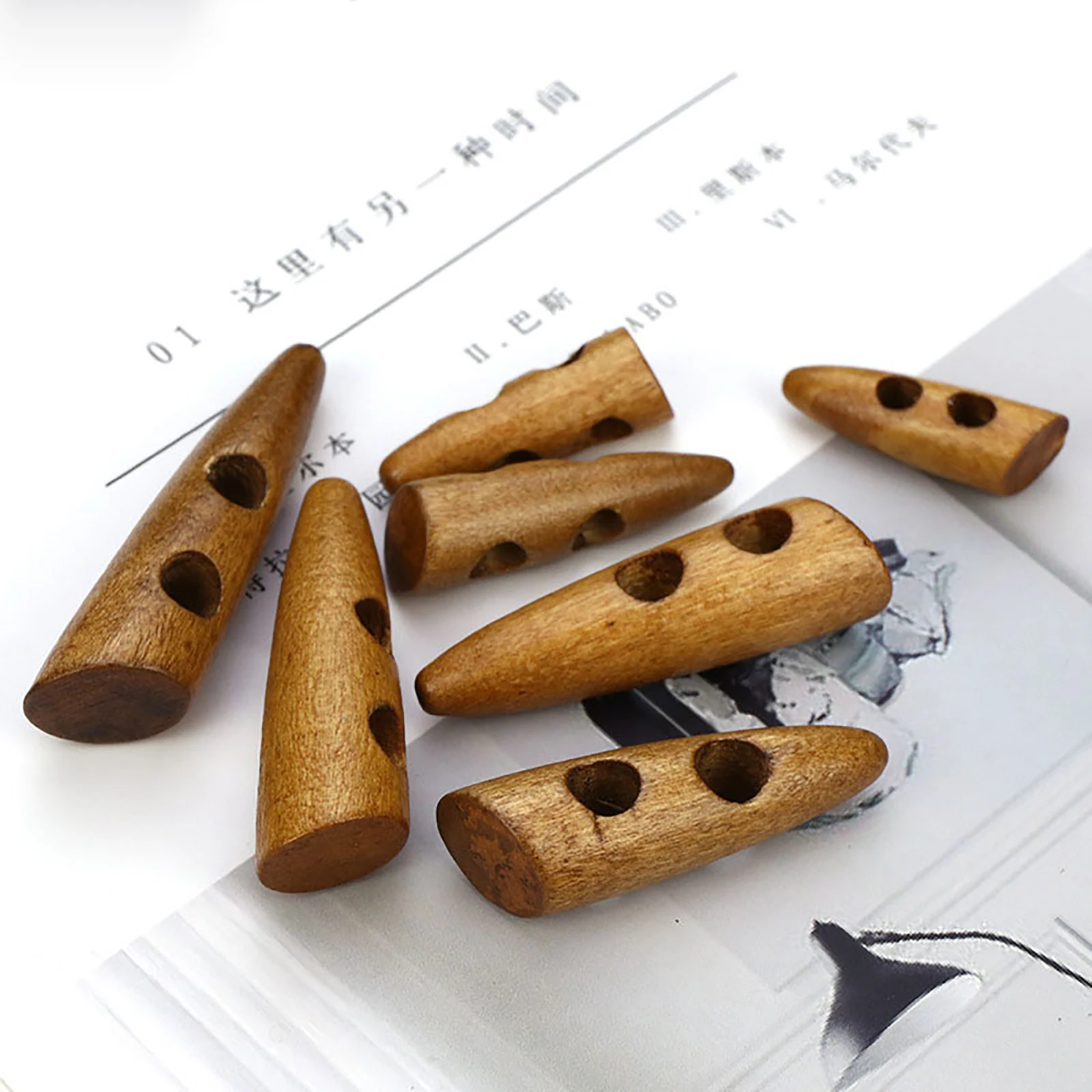 20PCS 30mm-60mm Olive Wood Toggle Buttons Wind Coat Horn Buckle Sewing Button Duffel Coat Overcoat Button Garment Accessories