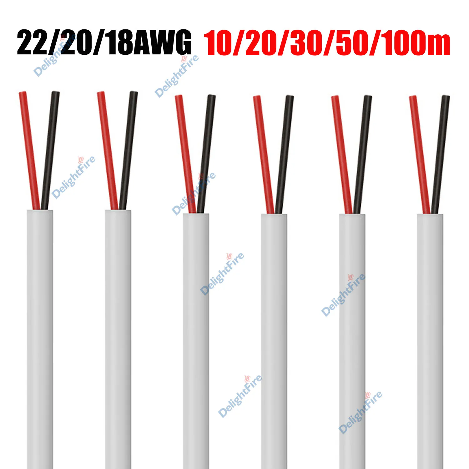 

2-проводной электрический провод 12 В, кабель подключения калибра 22 20 18 калибра для динамика, аудио, автомобильный аккумулятор, светодиодное освещение, лампа, проекты «сделай сам»