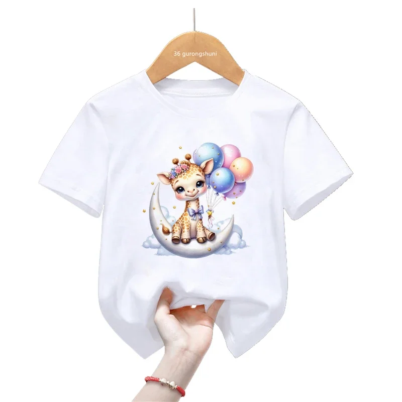 Cute Kids Clothes Cows Love Ice Cream Print T Shirt Girls/Boys Sheep/Yorkshire Tshirt Harajuku Shirt Summer Fashion T-Shirt