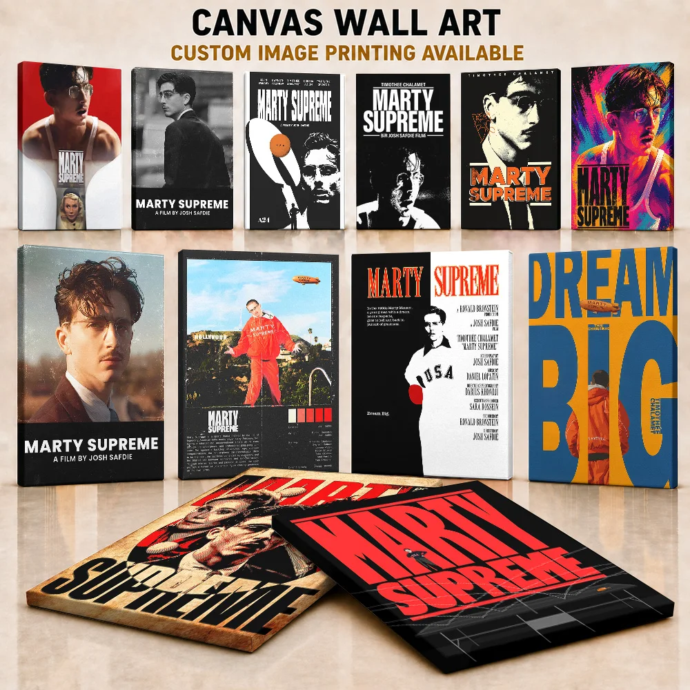 Marty Supreme Canvas Print Poster Customized Photo With Retro Sports Drama Style Canvas Wall Art For Home Theater Collector Gift