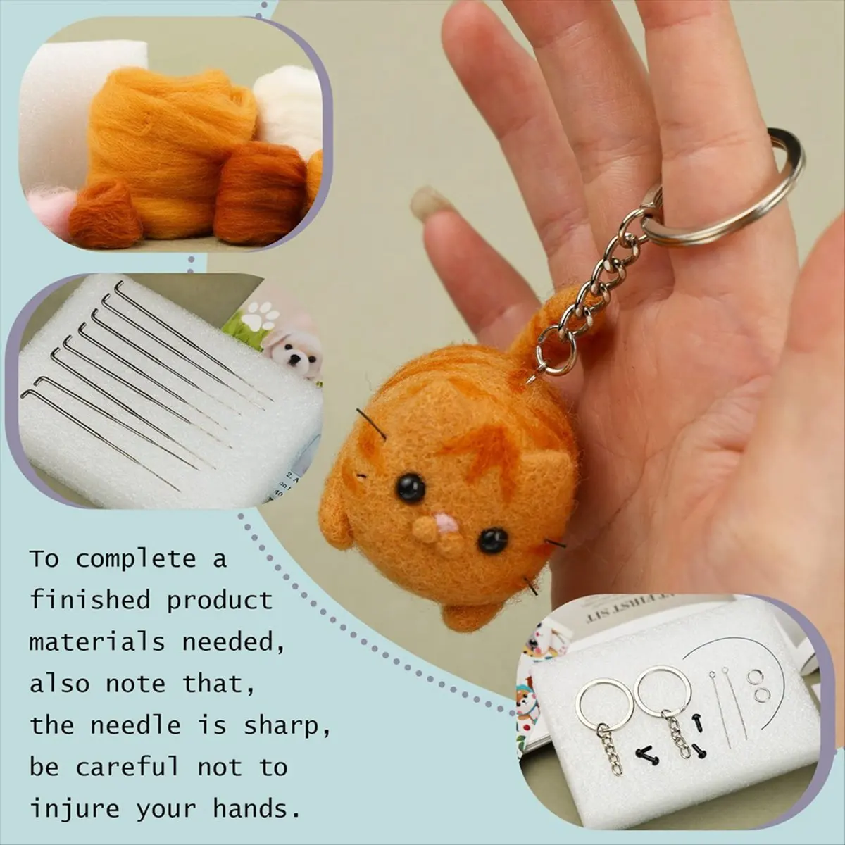 

Needle Felting Kit, 2 PCS Dolls Needle Felting Beginner Kit Needle Felting Pad, Felting Wool, Felting Needles, Keychain-A51M