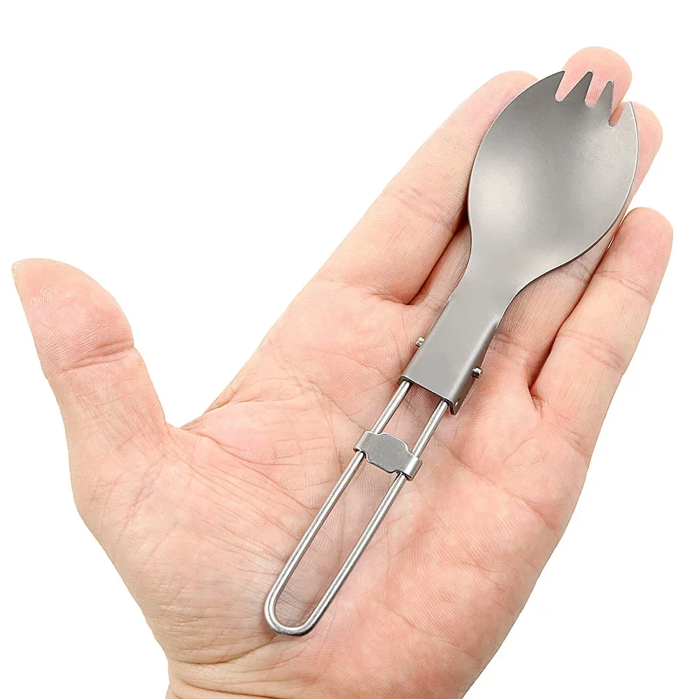 Spock plegable para acampar al aire libre, mochila para senderismo, utensilios para cena, cubiertos, tenedor, cuchara, senderismo, 1 ud.