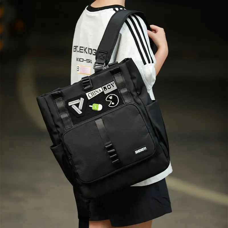 Multi Wear Tactical Messenger Bag Water Resistant Nylon Tote Bag With 3 Removable Shoulder Straps Large 15.6 Inch Laptop Bag