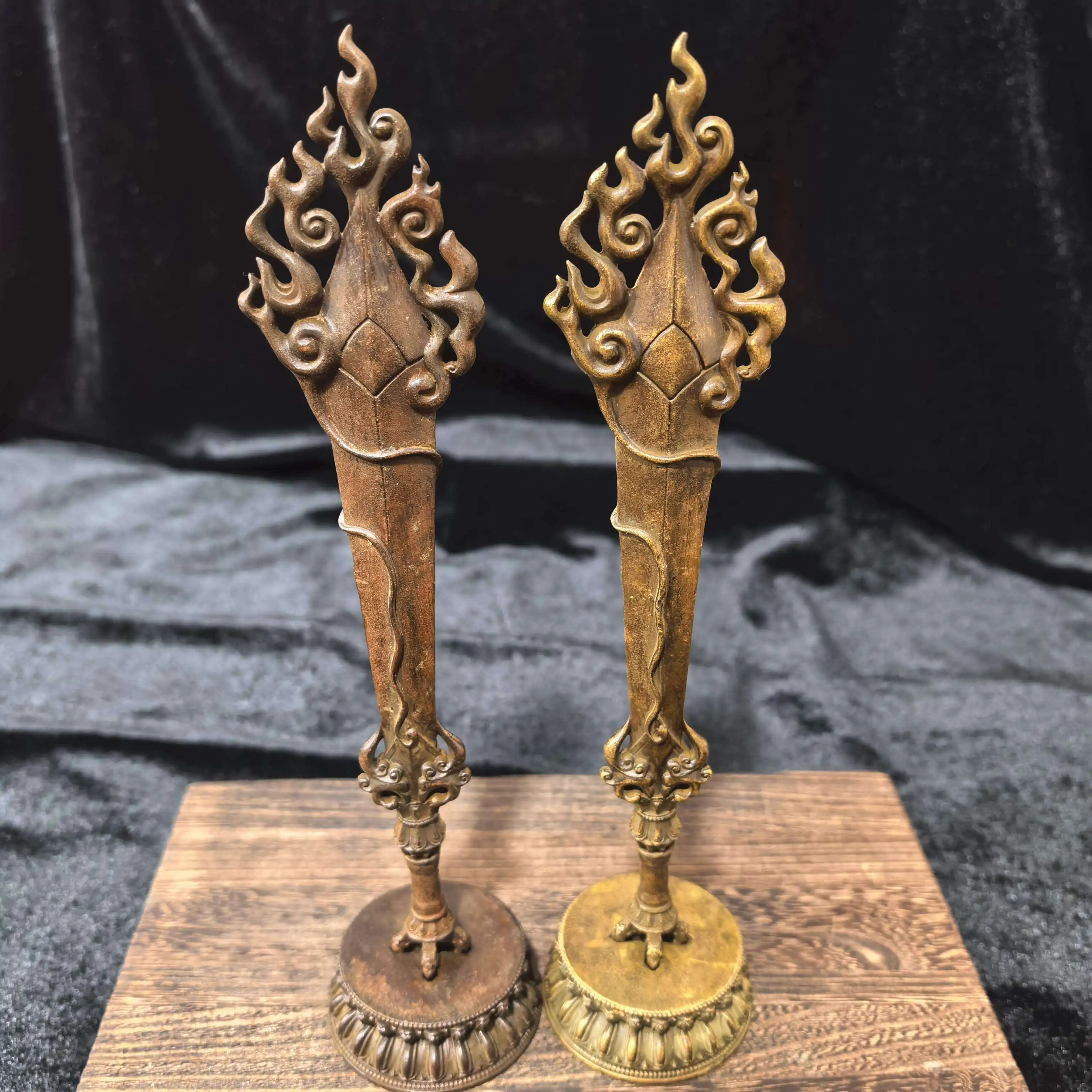 Vintage Collectible Ornaments - Vintage Pure Copper Manjusri Sword Statue