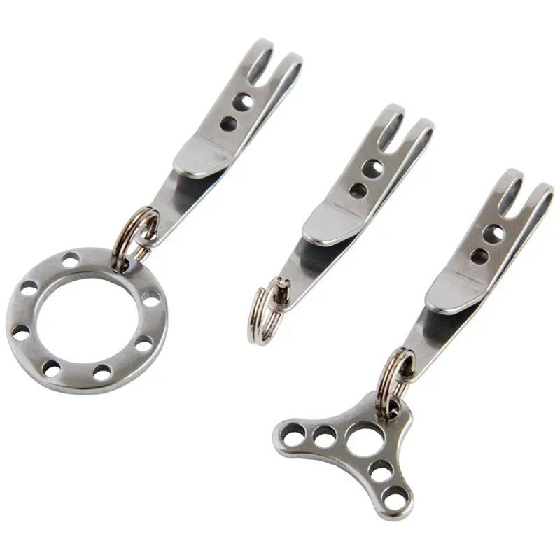 Multi functional pocket clip stainless steel hanging clip mini metal keychain pocket clip hiking buckle outdoor small tool 1PC