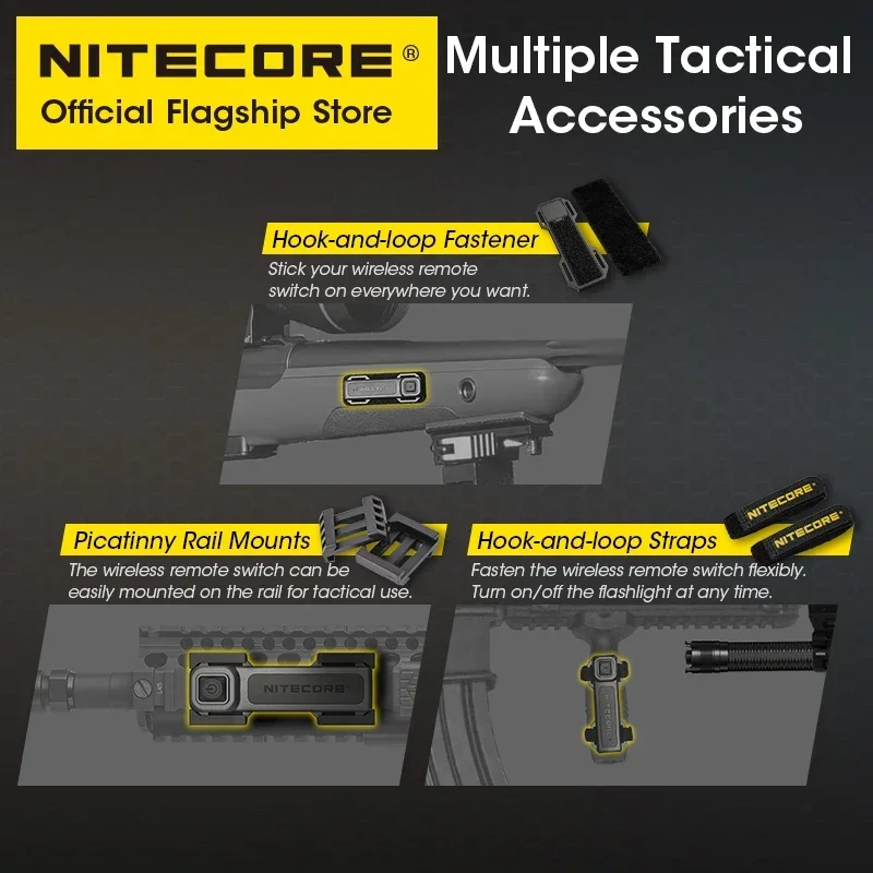 NITECORE RSW2i WL 2.4G interruttore remoto Wireless tappo posteriore Wireless con supporti tattici per binari Picatinny per P20iX P35i P30i P10iX