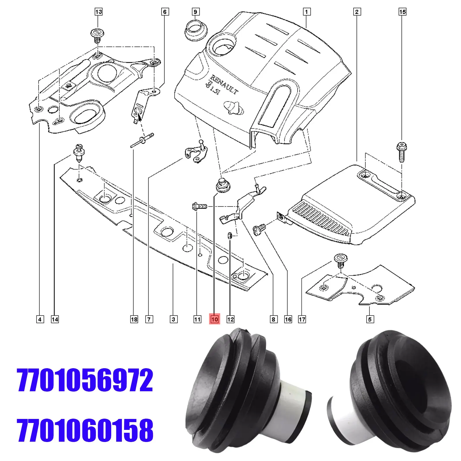 1.5 & 1.9 Dci غطاء المحرك المطاط جروميت جبل كليب 7701056972 7701060158 لرينو كليو كانجو ميجان ذات المناظر الطبيعية الخلابة مودوس توينجو