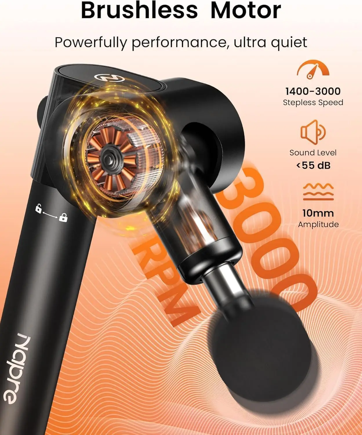 Pistola de masaje plegable de 32 velocidades con 5 ángulos, masajeador de percusión portátil para aliviar el dolor de espalda/cuello/cuerpo, mango largo de Metal, coche