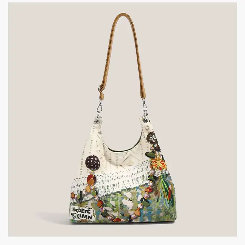 

Colorful Women's Shoulder Bag Fashionable Printed Handbag Retro Ethnic Style Casual Armpit Bag 2026 Spring Summer New Bag