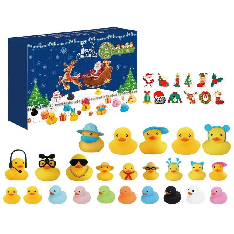 Advent Calendar 2024 Christmas Rubber Ducks 2024 Christmas Countdown Calendar Rubber Ducks Shower Toy 24 Days Christmas Calendar