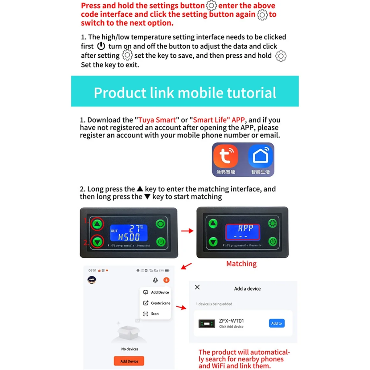 WIFI Remote Digital Temperature Controller K Thermocouple High Temperature Controller -99-999 Degrees ZFX-WT01