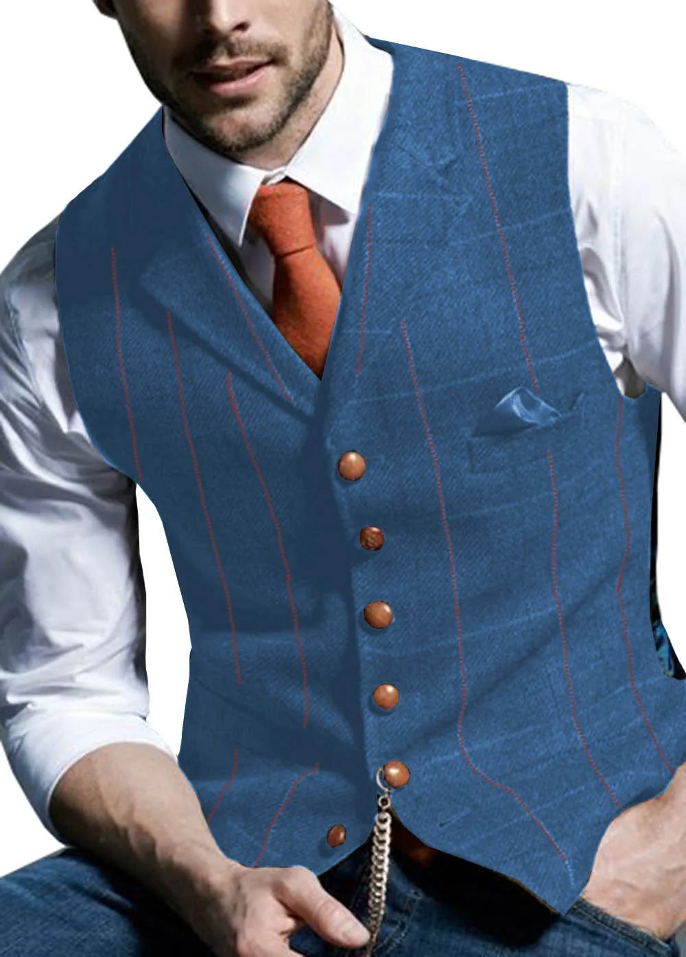 Men\'s Vests Tweed Suit Business Clothing for Men Striped Waistcoat Punk Vest Groomman Wedding Brwon Black Grey Jacket Bleazer