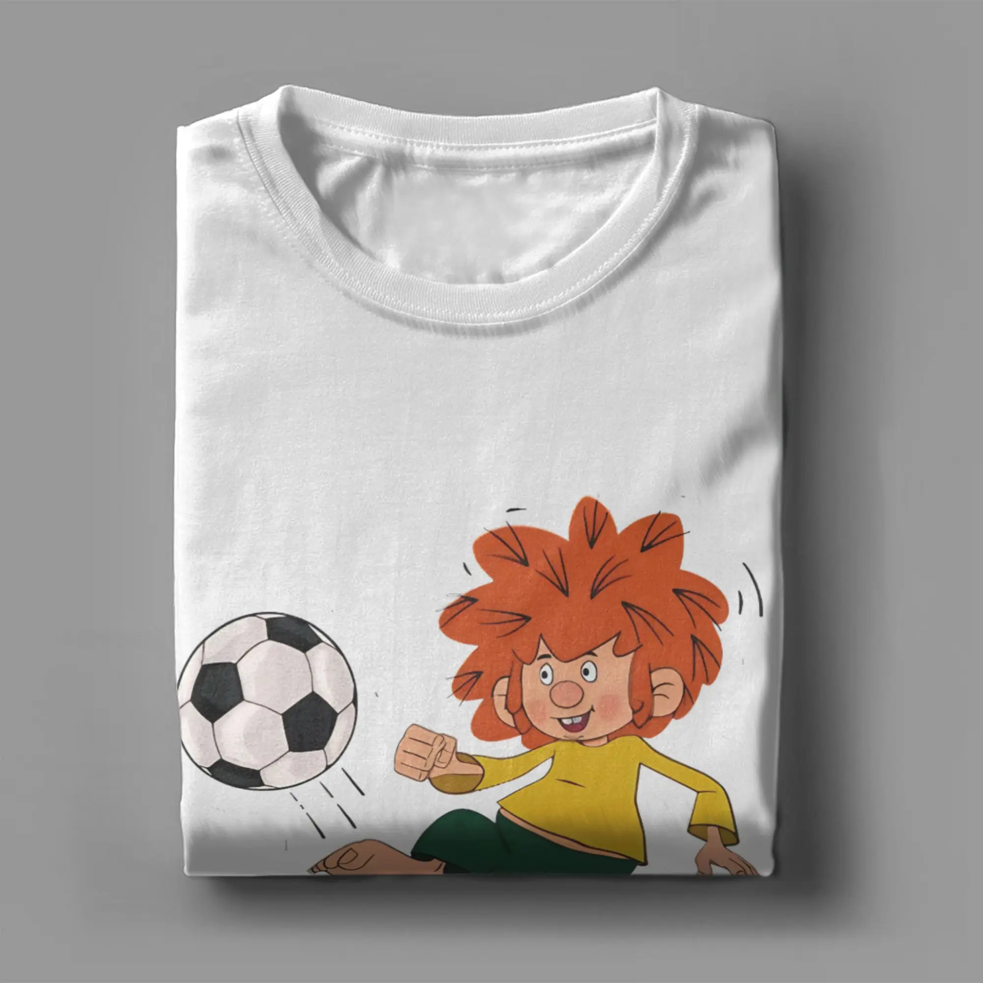 Pumuckl Playing Football On The Field  T-Shirt Men  Y2K Funny T Shirts Summer Crew Neck Novelty Tee Shirt Print Plus Size Tops
