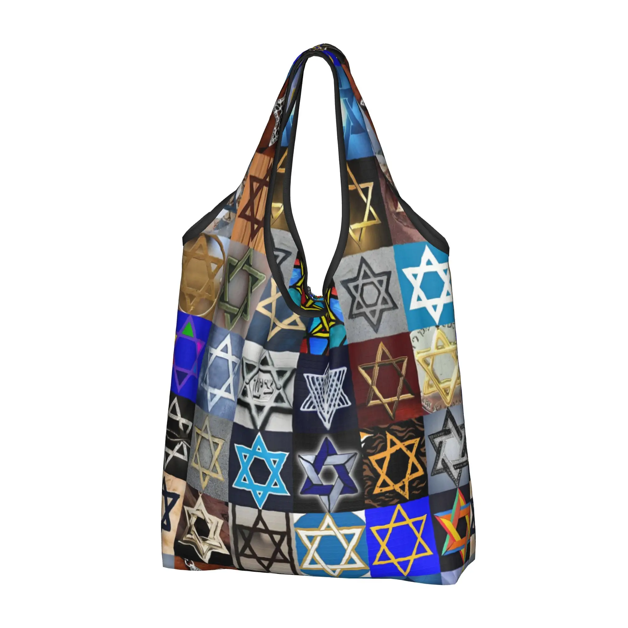 Funny Printed Flag of Israel Shopping Tote Bag Portable Shoulder Shopper Classic  Handbag