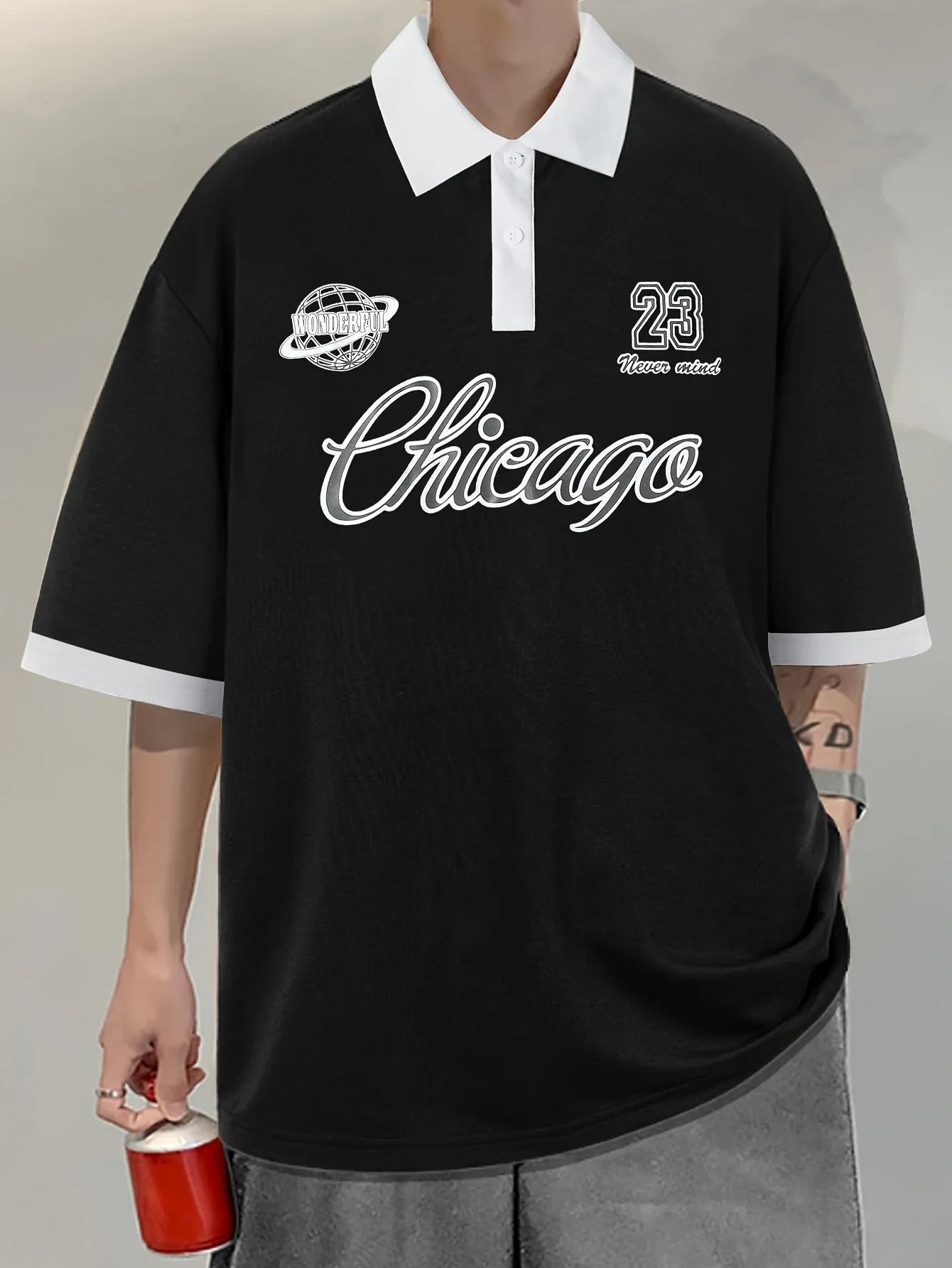The new men's short-sleeved POLO shirt for summer 2025 is casual comfortable and soft with 3D checkered letter printing