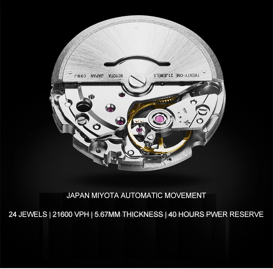 EPOCH Men Automatic Watch 40MM Luxury Mechanical Wristwatch 25 Years Luminous 100M Waterproof Sapphire Dual Calendar Miyota 8205
