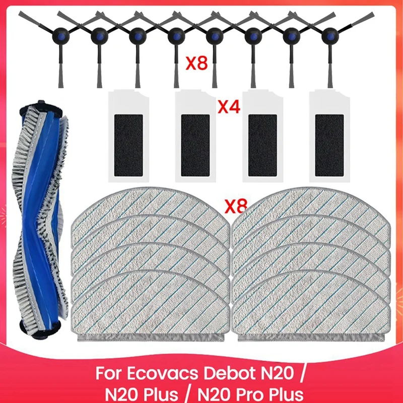 

21PCS Vacuum Brush Filter And Mop Cloth Set For Ecovacs Debot N20 N20 Plus N20 Pro Plus Vacuum Cleaner Replacement Parts