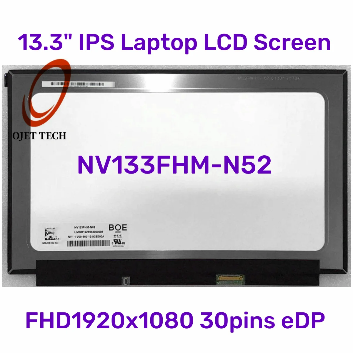 

For BOE NV133FHM-N52 NV133FHM N52 LCD Display LED Screen Matrix for Laptop 13.3 30pin FHD 1920X1080 MONITOR\BOE06B7 IPS Screen