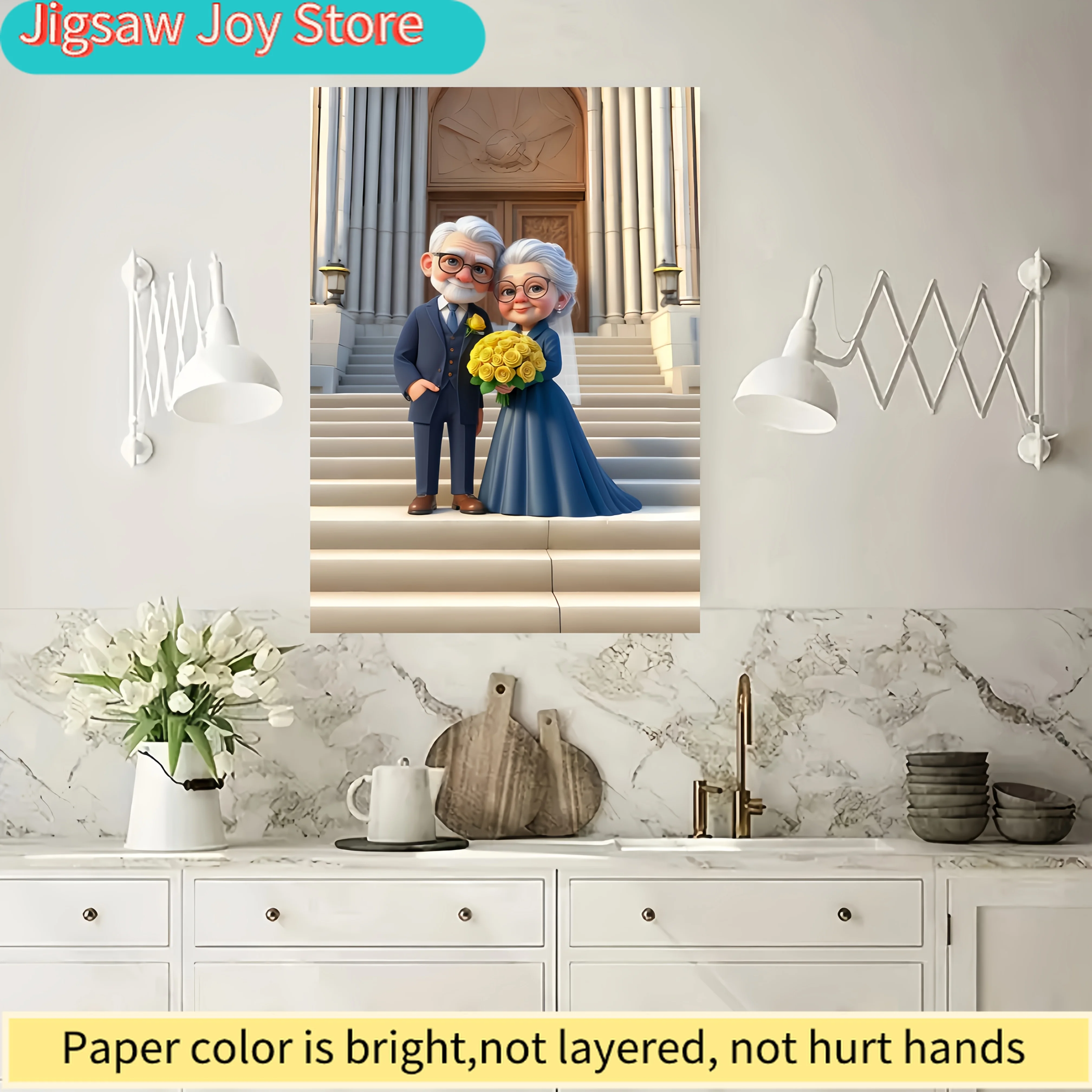 

Пазл «Свадьба бабушки и дедушки» (1000 элементов) - Винтажная свадебная сцена с цветочными композициями - Увлекательная головоломка для всей семьи