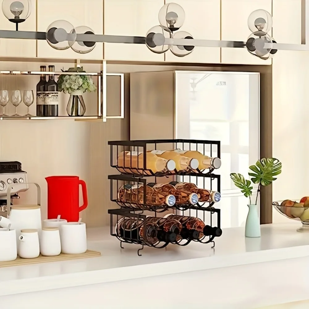 4-piece water bottle organizer, stackable metal water bottle holder, suitable for refrigerator, cup holder water bottle storage