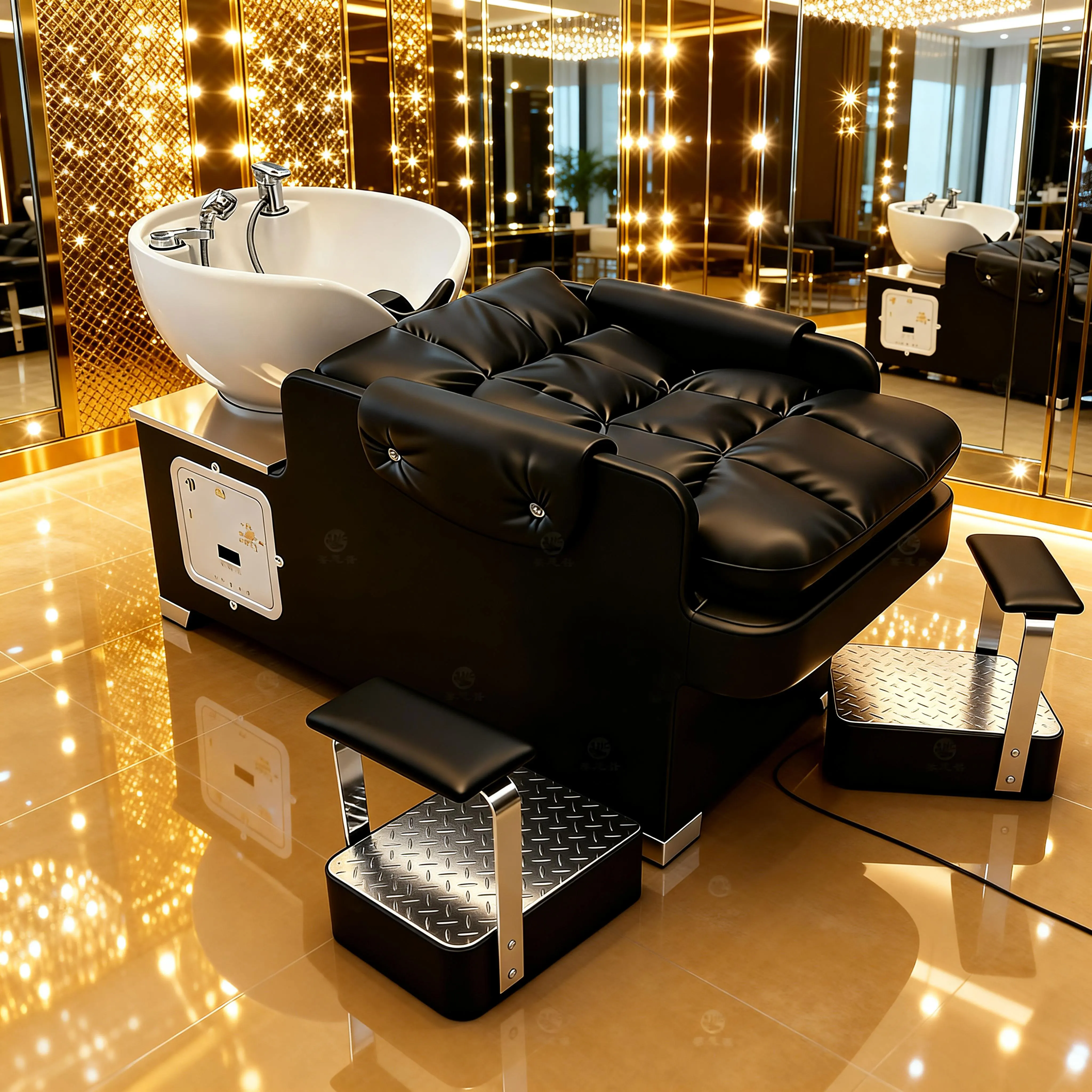 #Modern Adjustable Barber Salon Backwash Chair Synthetic Leather with Metal Frame for Beauty Spa Massage Table Use
