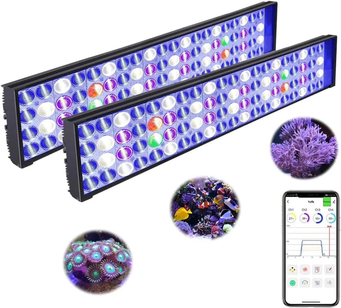 

Smart App Aquarium Led Lights For 48Inch 120Cm 4Ft Saltwater Tanks Four Channels Sunrise Sunset Moonlight For Corals Sps Lps