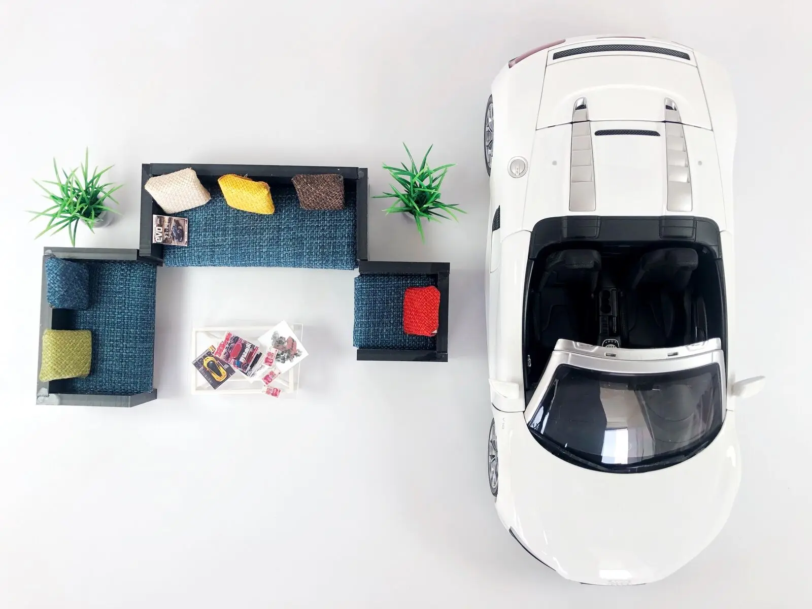 Diorama 1/18 ensemble de modèles de canapé voiture Garage salle d'exposition accessoires décoratifs affichage de paysage