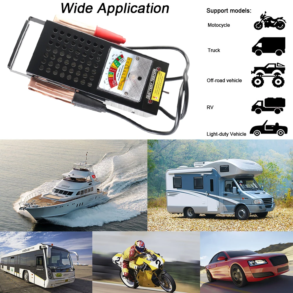 6V 12V Motorcycle Battery Tester Boat Battery Load Discharge Detector Auto Car Truck Accumulator Storage Cell Diagnostic Tools