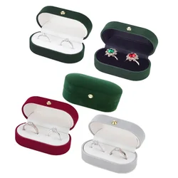Velvet Ring Box Double Stud Jewelry Packaging Case Wedding Earrings Storage Holder Organizer Gift Showcase