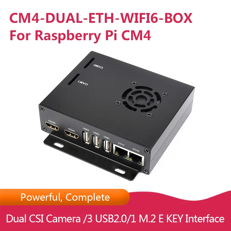 

WIFI6 Dual ETH Mini-Computer Designed for Raspberry Pi Compute Module 4, Onboard M.2 E KEY Slot Dual CSI Camera