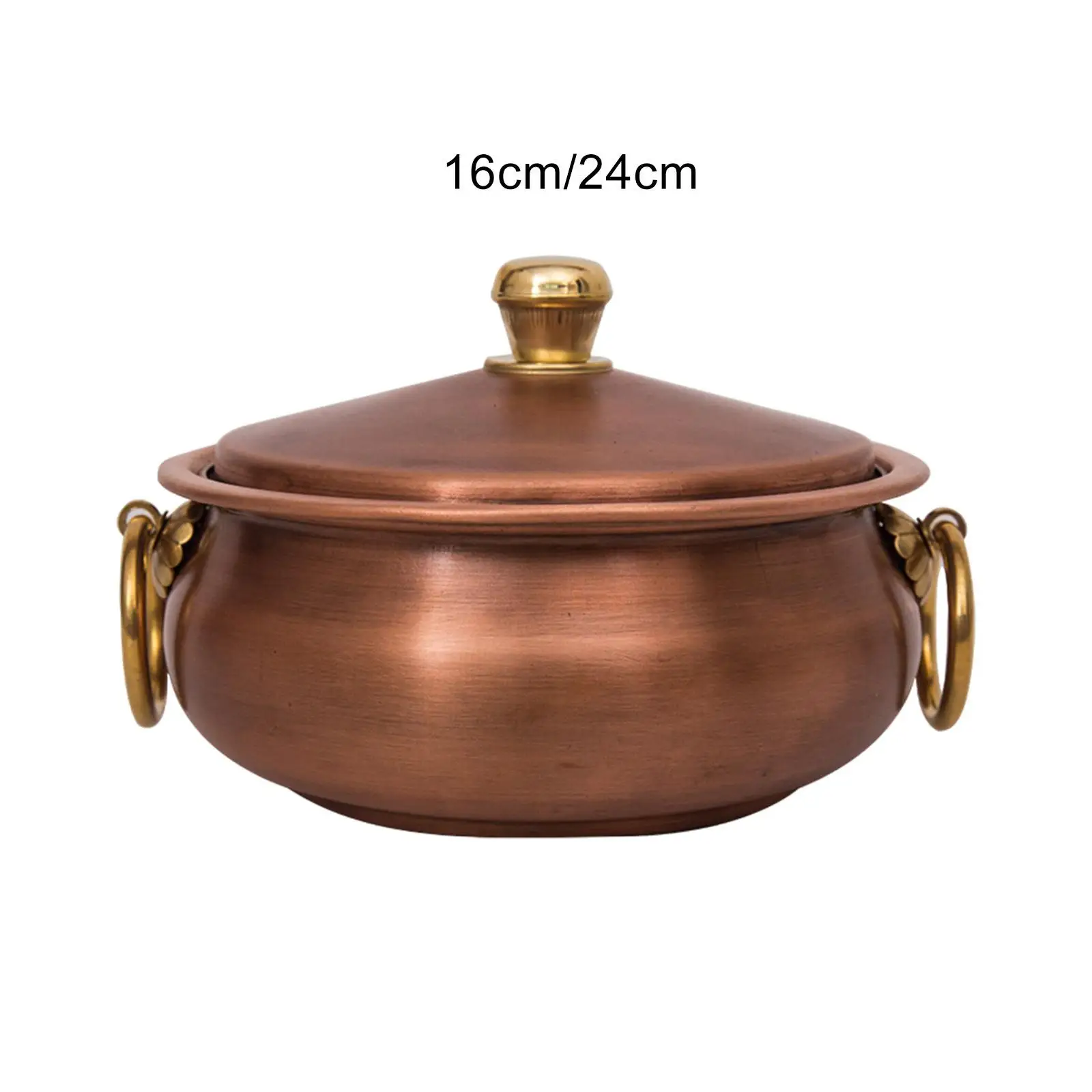 Copper Pot Manual Pot Fry Pan Vintage Style Hammered Cooking Pot Hot Pot Cookware for Restaurant Picnic Hotel Stovetop Household