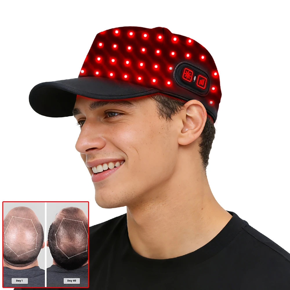 Red Light Therapy Hair Growth Cap Rechargeable Scalp Care Hat USB Portable Wireless Hair Regrowth Massage Cap