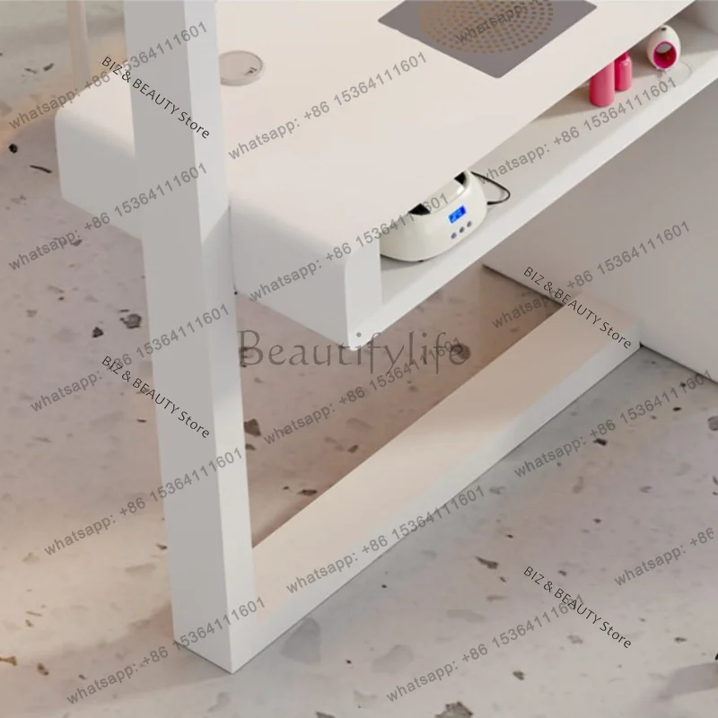 FG Creamy Nail Desk Set Light Luxury Multifunctional Manicure Table Single Double Stations Instagram-Worthy Home & Pro Salons JT 4