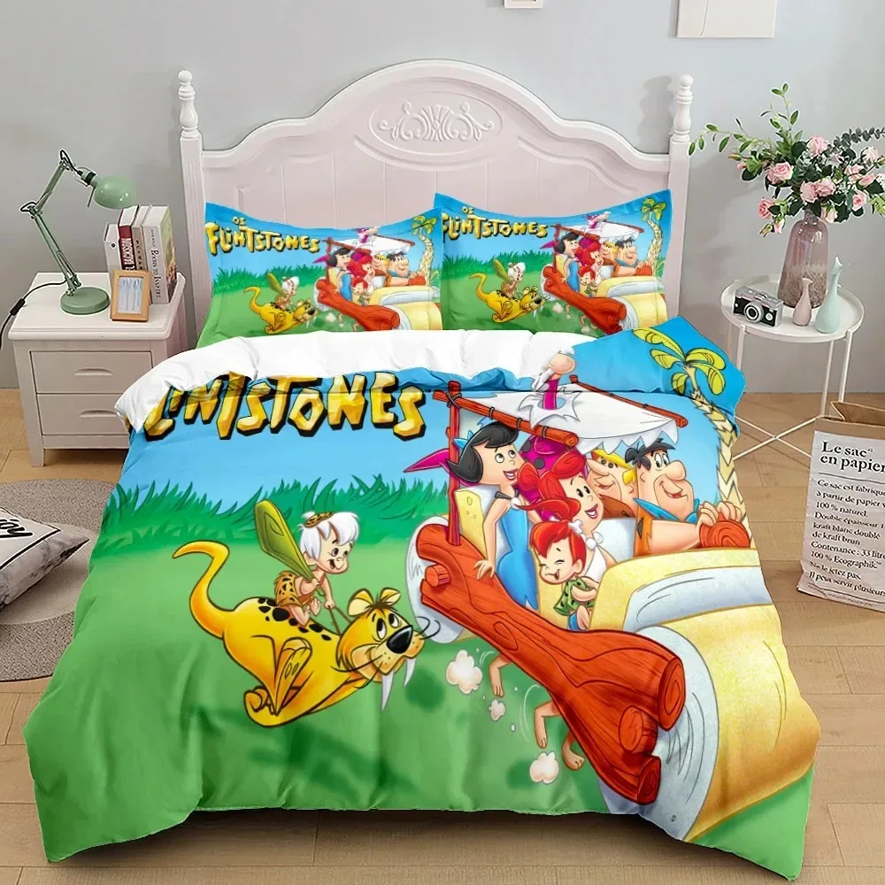 

3D Anime The Flintstone Duvet Cover Set King Queen Double Full Twin Single Size Bed Linen Bedroom Duvet cover Sets Home Textiles