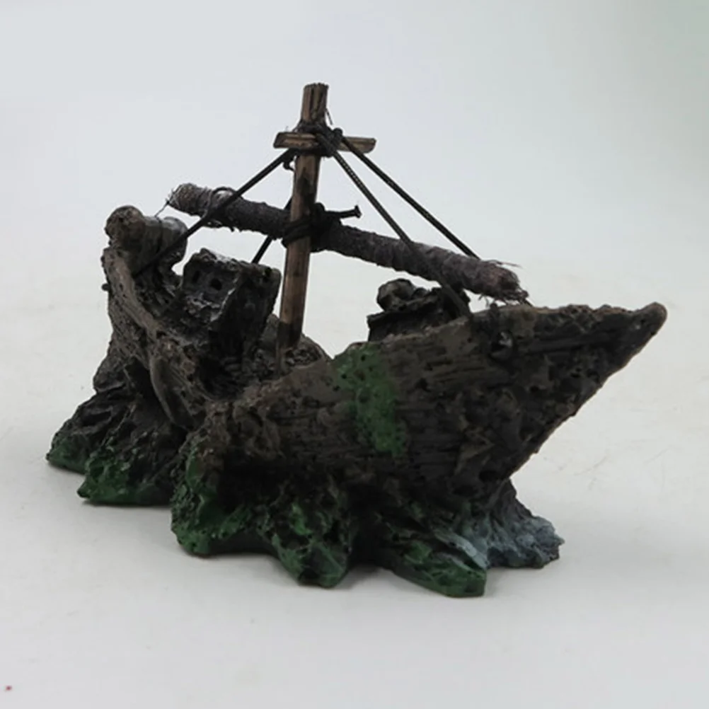 

1Pcs Resin Ship Aquarium Decoration Unique Water Landscape Scene Fish Tank Ornament Safe Fish Tank Decor for Home Store