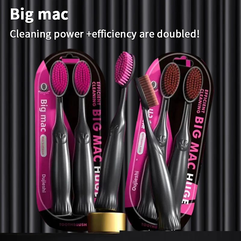 1/2/4 قطعة فرشاة أسنان كبيرة ذات شعيرات ناعمة ورأس واسع بالإضافة إلى حجم كبير لتنظيف الأسنان للزوجين البالغين فرشاة الأسنان المنزلية