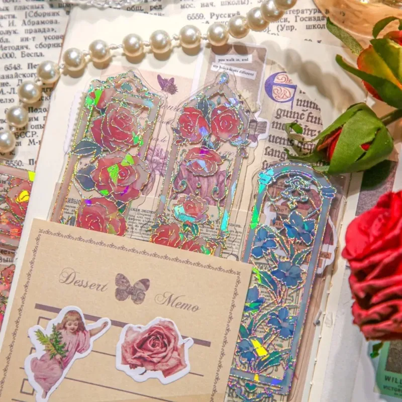 Mr. Paper 10pcs/pack Retro Flower Special-shaped Frame Bookmark Relief Gilding Student Reading Book Marks Teacher