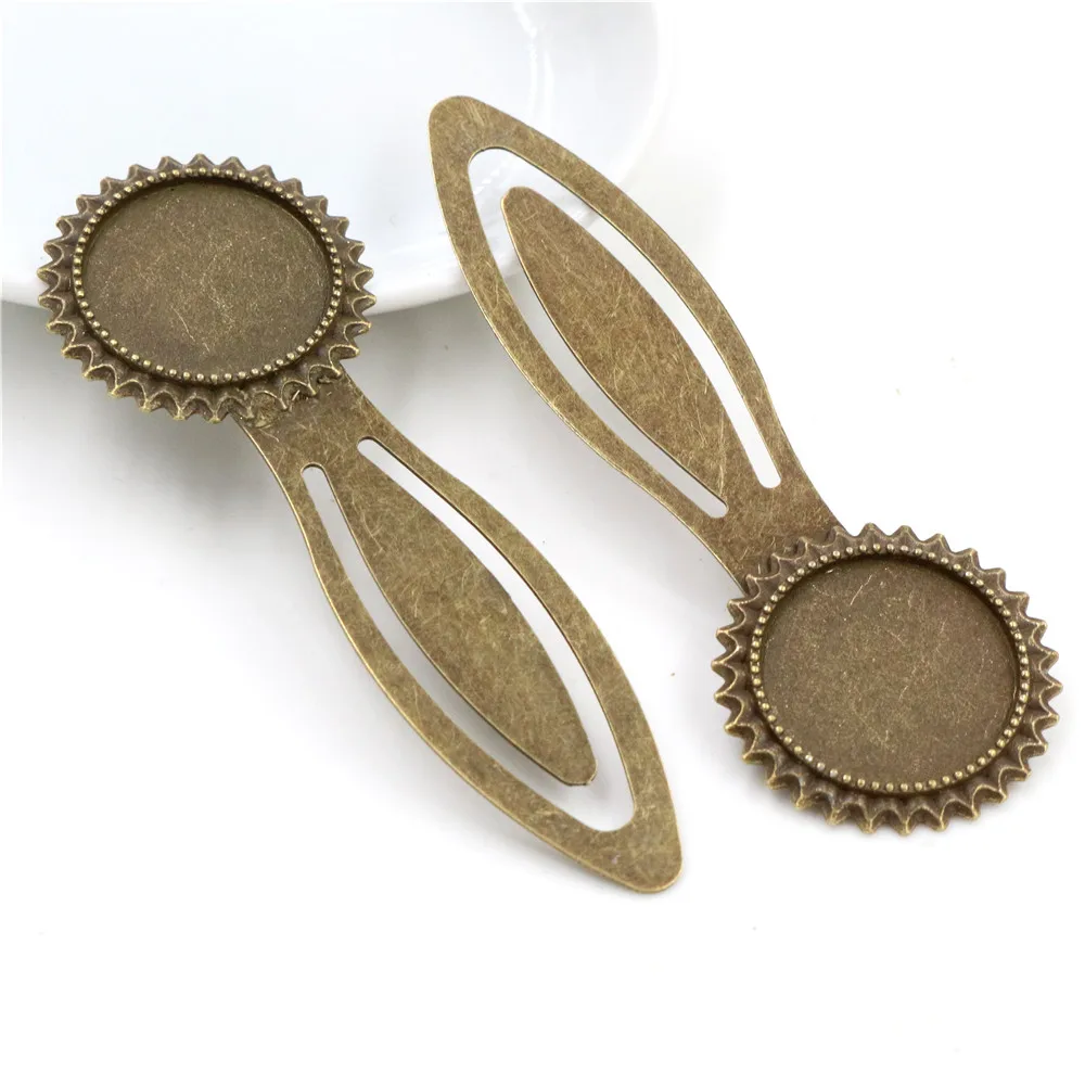 2pcs Handmade Bookmark Cabochons Blank Base Setting Tray 20mm Inner Size Alloy Metal DIY Jewelry Making Accessories Findings - view 3