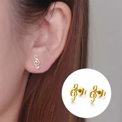 Stainless Steel Musical Note Stud Earrings for Women Girl