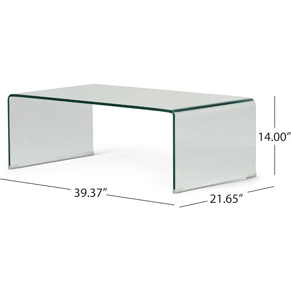 12mm Tempered Glass Coffee Table Furniture Living Room Center Table Tables Café No Assembly Required Made of Tempered Glass