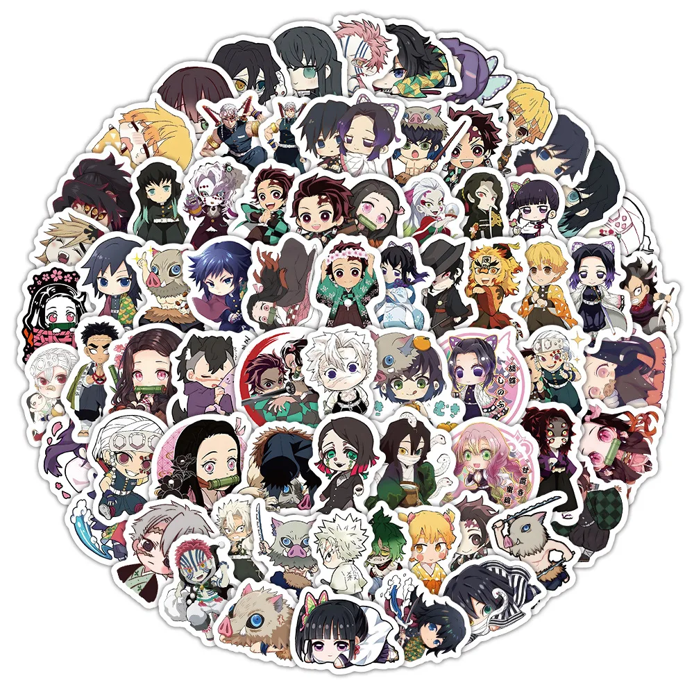 120PCS Cute Demon Slayer Anime Stickers Kamado Nezuko Cartoon Decals DIY Phone Laptop Luggage Cool Sticker for Kid Toy Gift