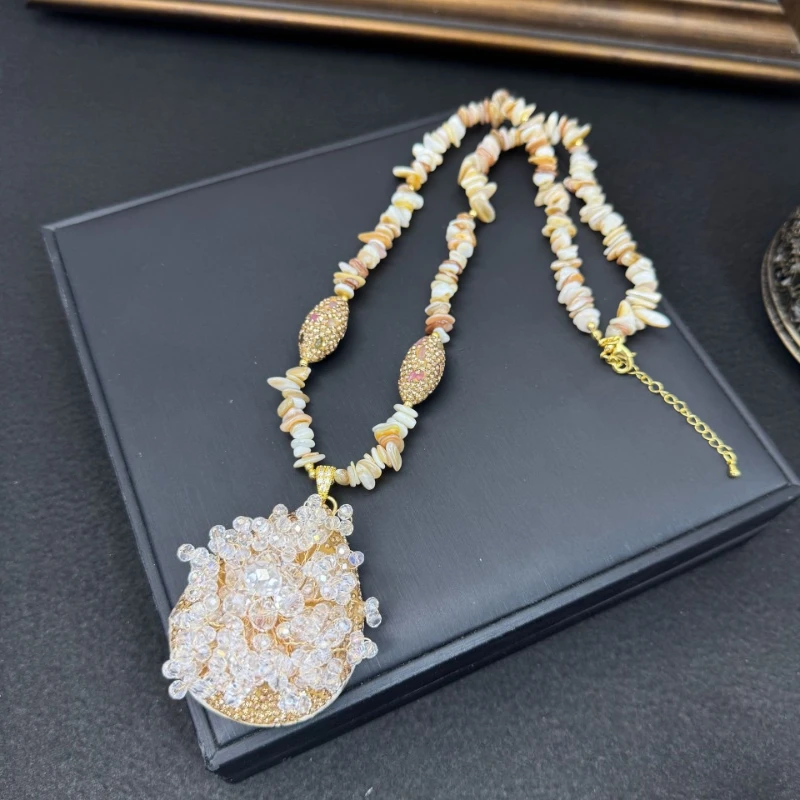New Inlaid With Natural White Crystal Rough Stone Four Piece Set French Elegant And Fashionable Natural Stone Jewelry