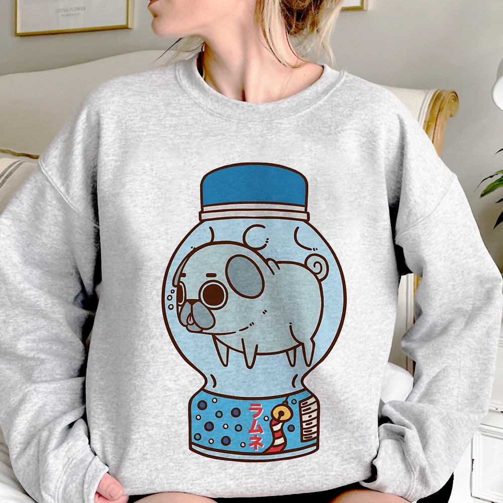 Pug hoodie Japanese clothes for teens casual wear streetwear patterned girl sweatshirts graphic designer trendy Y2K