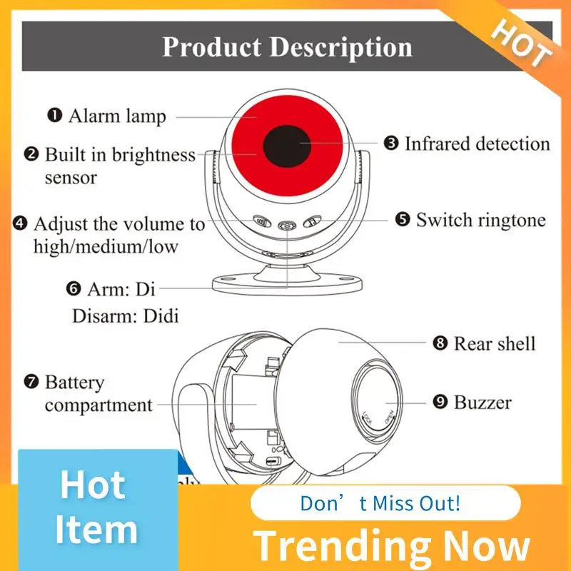 

Top Deals Tuya Wifi Sound And Light Infrared Alarm Human Body Induction Detector Anti-Theft Alarm Infrared Detector Remote Contr