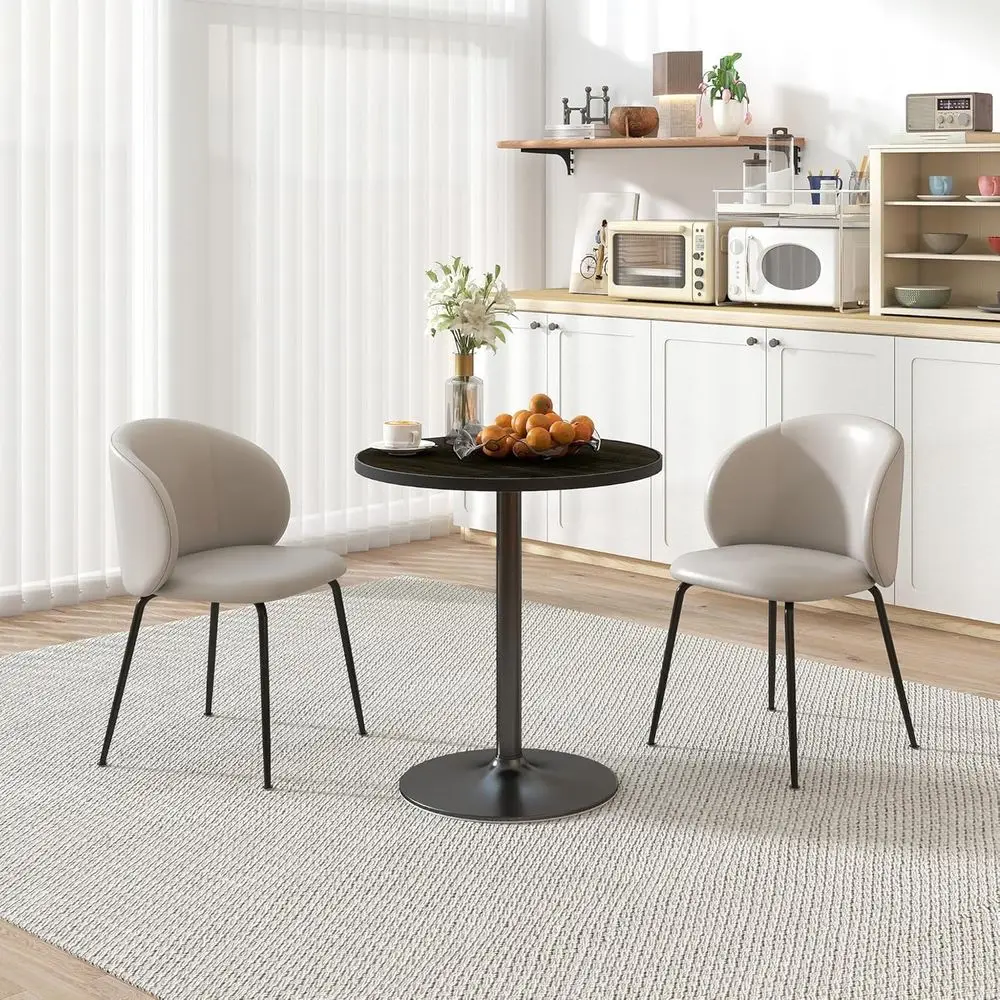 

Black Wooden Grain Round Dining Table for 2-4, Suitable for Kitchen, Dining, Living Room, Home Office