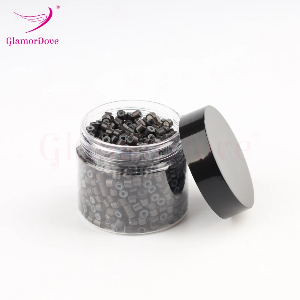 GlamorDove 1000 Stück 4 mm Mikroringe für Haarverlängerungen, Mikrolinks für Haare, mit Silikon ausgekleidete Haarverlängerungsperlen, Werkzeuge, Zubehör – Detail 12