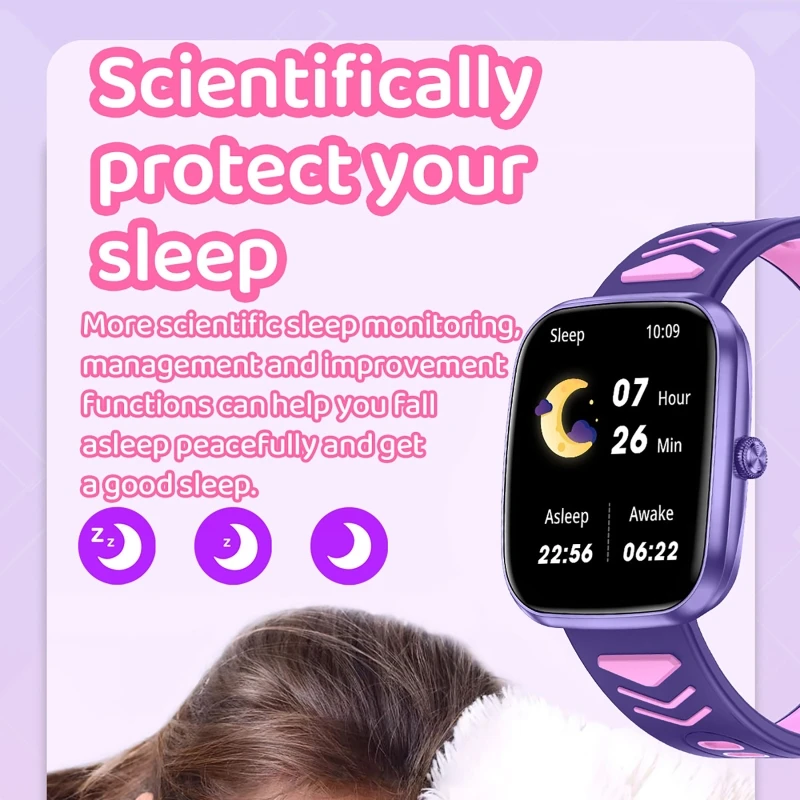 ساعة ذكية للأطفال، مراقبة الصحة الذكية للأطفال، معدل ضربات القلب، الأكسجين في الدم، ساعة رياضية، مكالمة بلوتوث، سوار من السيليكون