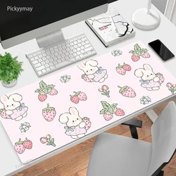 Pink Mousepads Cute Mousepad Kawaii Bunny Large Mouse Mat Office Desk Pads Non-Slip Rubber Mouse Pad Big Keyboard Mats